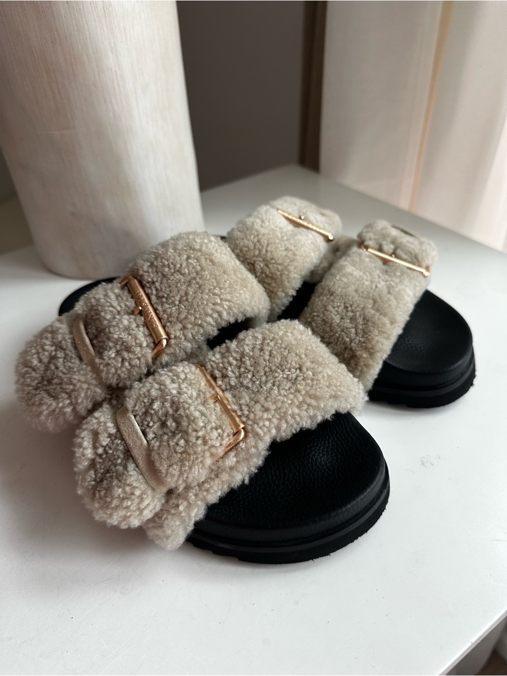AllSaints Sian Sherpa Buckle Sandals US 9 EU 39